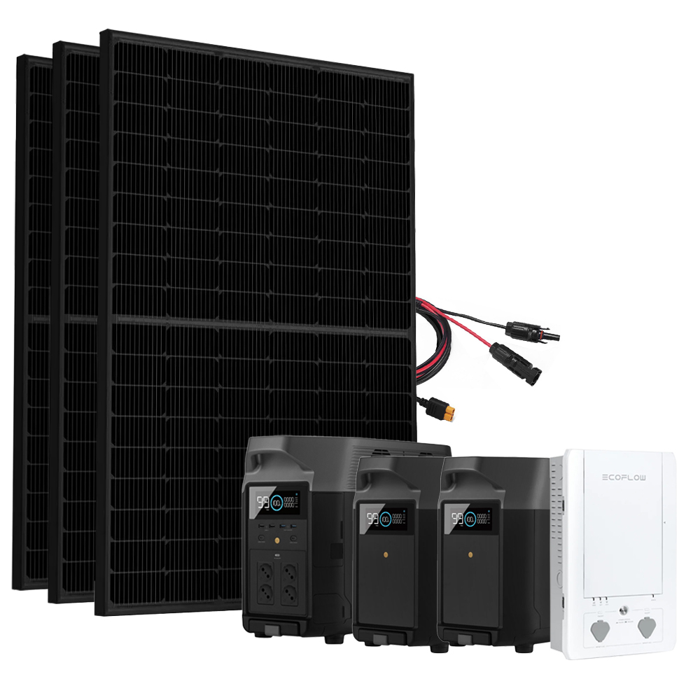 SavingsBundle Ecoflow Delta Pro Powerstation with 3 x 430W Framed solar panel 2 x 3.6kWh additional battery and Smart Home Panel