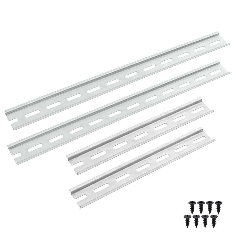 2x 20cm DIN-Schiene 2x 30cm DIN-Schiene, silber, inkl. 8 schwarzen Schrauben