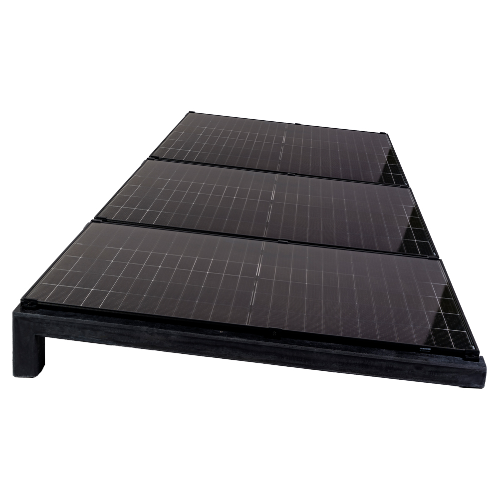 Wattstone PV Montage sur toit plat pour 3 modules solaires 6° Socle en béton noir Tapis de protection des constructions
