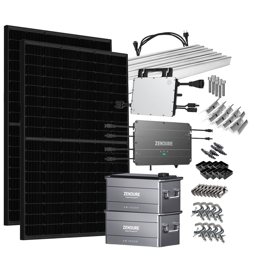 Offgridtec® SolarFlow 1.92 kWh storage tank 860w hms-800w-2t balcony power station with Schuko connection - 5m connection cable - balcony railing installation set