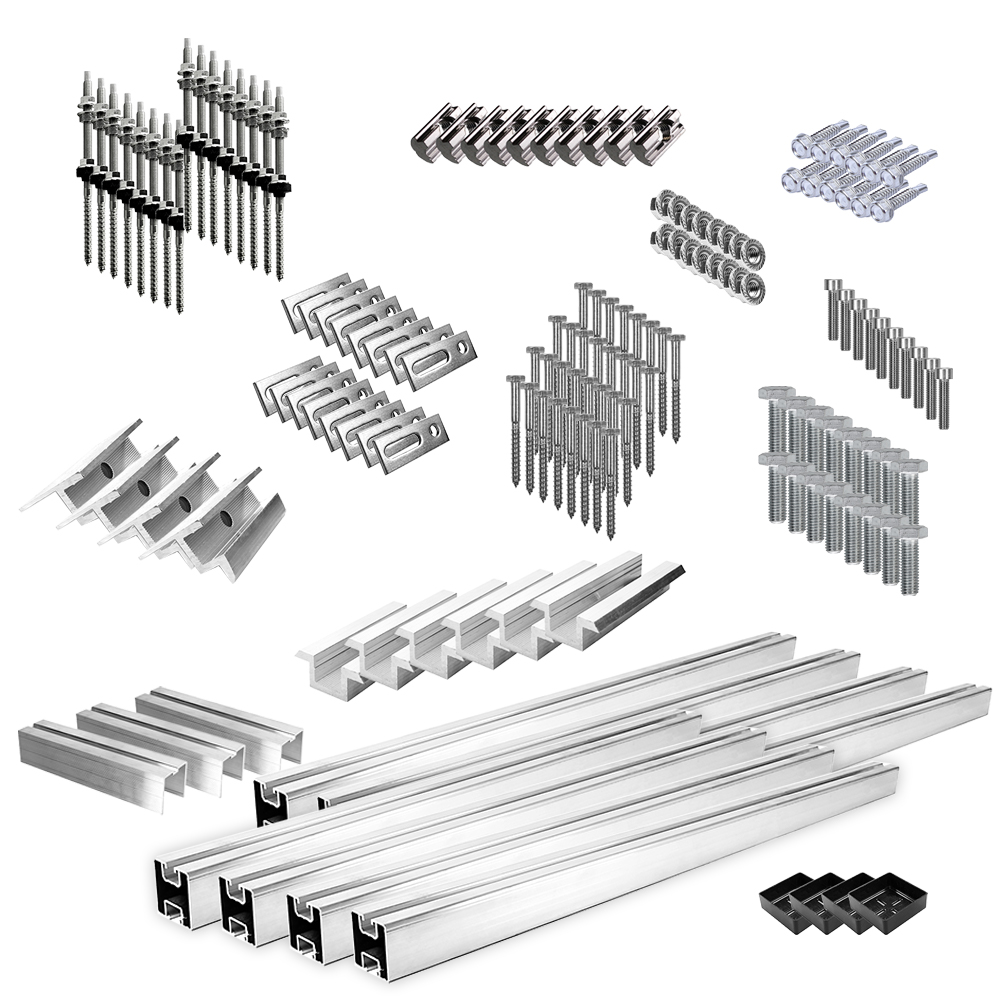 Offgridtec® Solar-Direct 1480W HM-1500 Installation solaire raccordement Schuko - 15m de câble de raccordement - kit de montage vis à double filetage