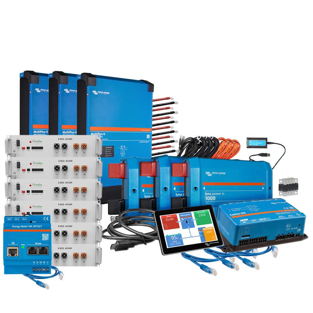 Offgridtec Kit de sauvegarde kit de mise à niveau 30,7kWh avec batterie Pytes 48100r-c Victron MultiPlus-II 48/5000 triphasé avec compteur électrique Offgridtec Kit de sauvegarde kit de mise à niveau 30,7kWh avec batterie Pytes 48100r-c Victron MultiPlus-II 48/5000 triphasé avec compteur électrique