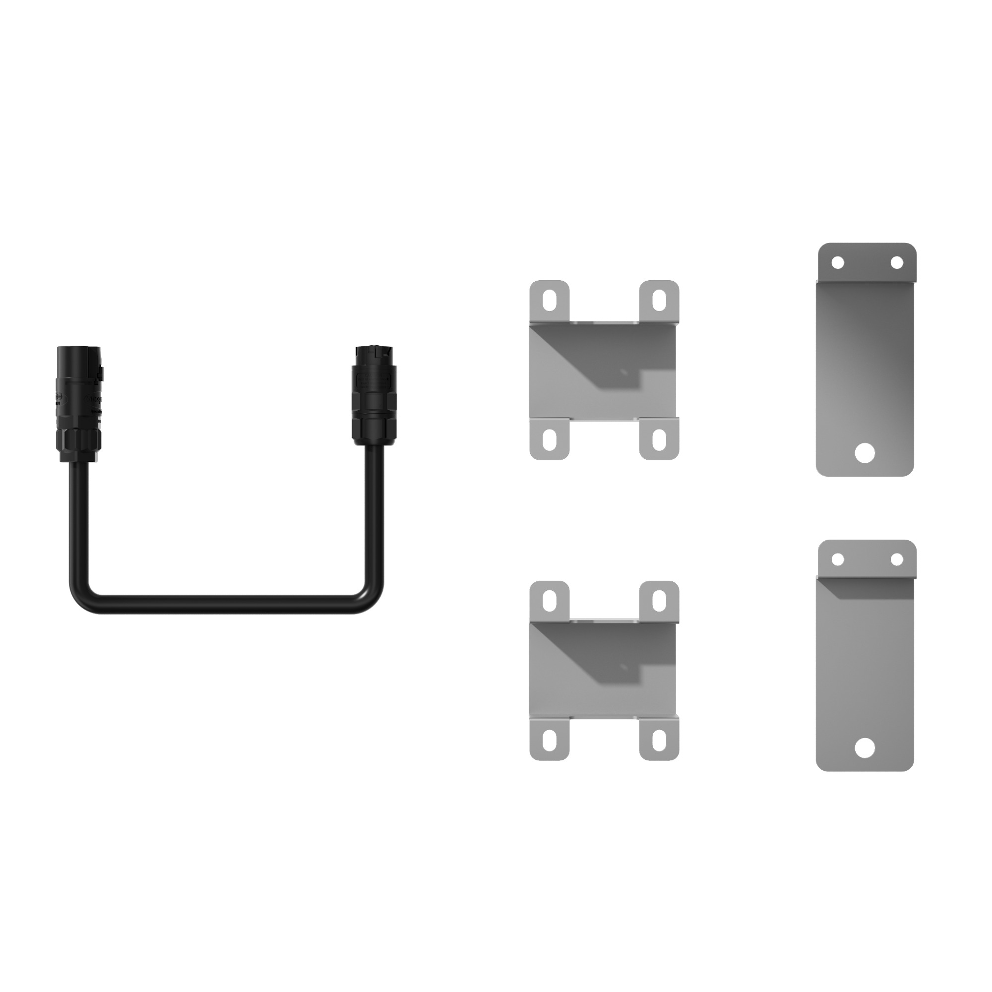 Hoymiles HiBattery Erweiterungsset Kabel und vier Montageteile Draufsicht