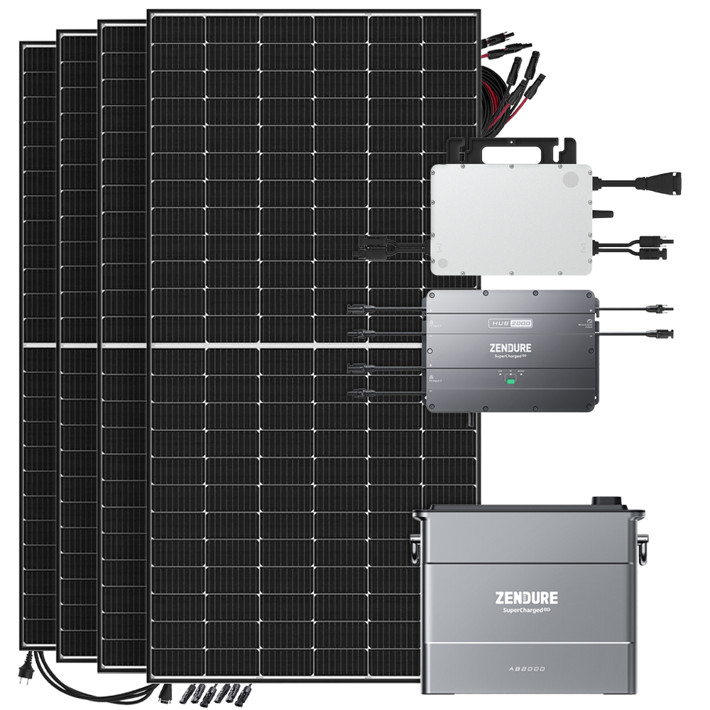 Zendure SolarFlow 1,92kWh 1920W HMS-800W-2T Balkonkraftwerk Bifazial Black Frame - 5m Anschlusskabel