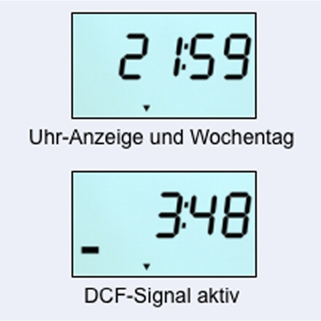 LCD-Thermometer in grau mit verschiedenen Anzeigemöglichkeiten