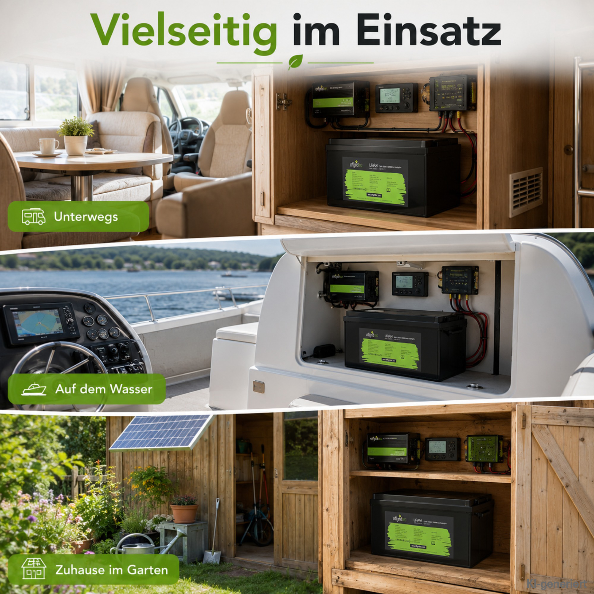 schwarze Offgridtec LiFePO4 Batterie 12V 100Ah mit Heizmatte Anwendungsgebiete