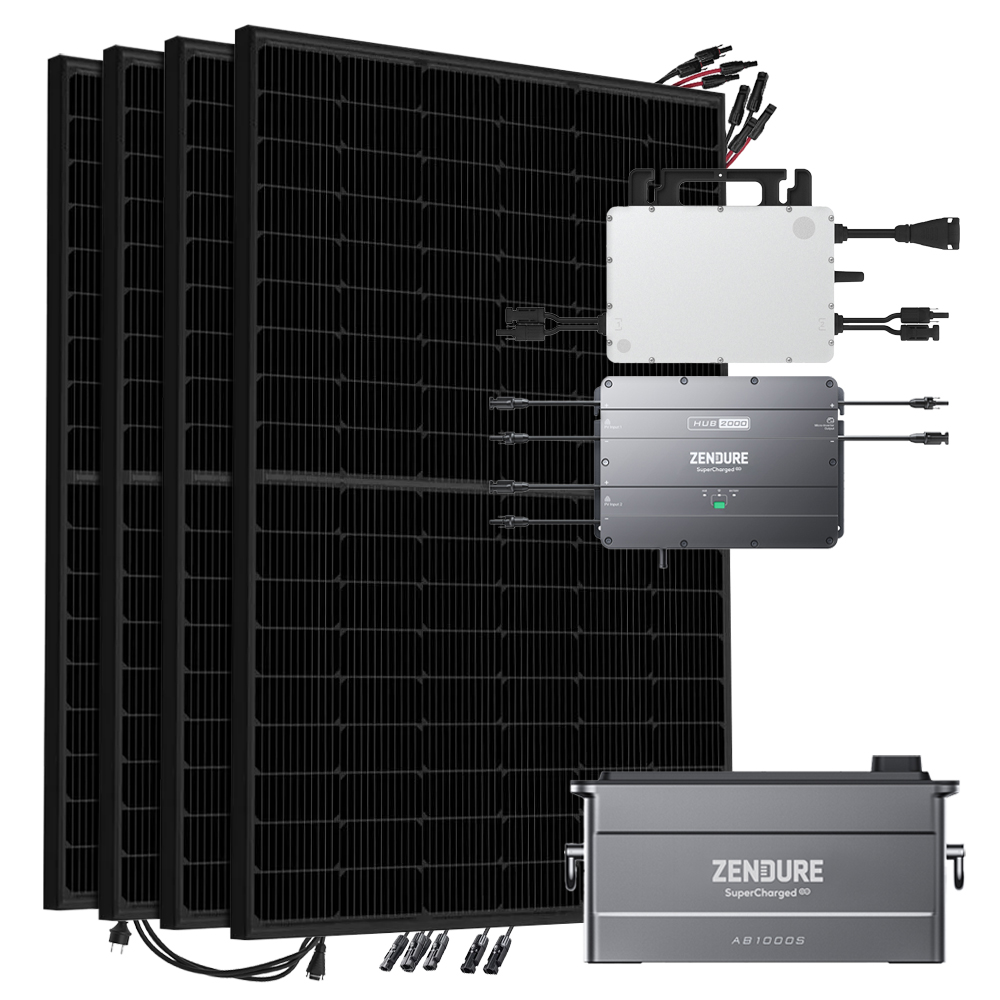 Offgridtec SolarFlow 1720w hms-800w-2t balcony power station Bifacial Full Black - 5m connection cable 1x ab1000S