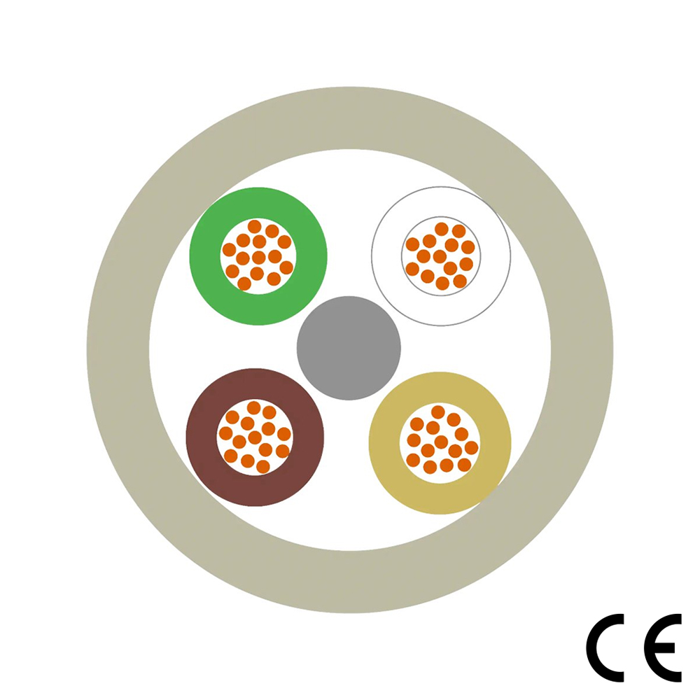 Querschnittsansicht des 4-adrigen Datenkabels mit CE-Kennzeichnung