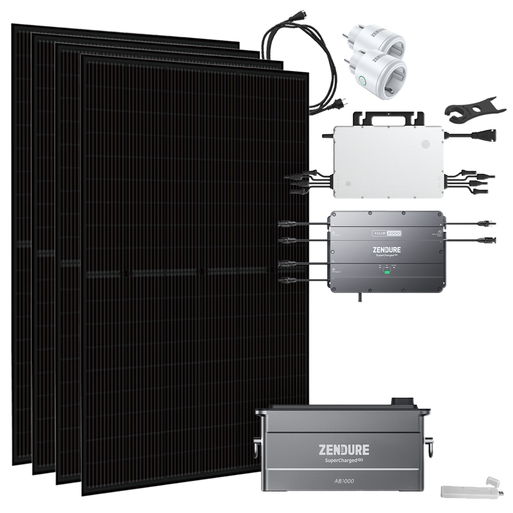 Offgridtec® Solar-Direct 960Wh 1800W HMS-1600-4T Solar system glass glass domestic grid feed - 10m HMS connection cable - DTU-Lite-S