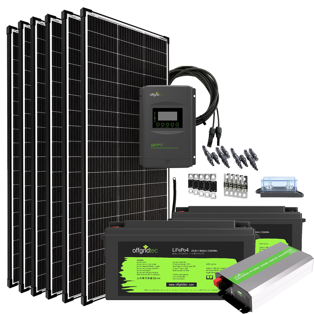Offgridtec® Autark Pro XXL 24V 1200W Système Solaire - 3000W Puissance AC 200Ah Batterie LiFePO4