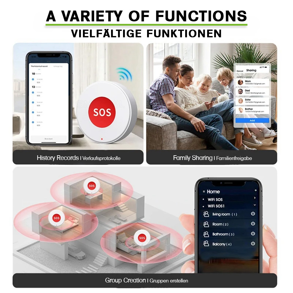 Offgridtec Smart WiFi Emergency Button for Seniors – Tuya Smart Life, App Alarm