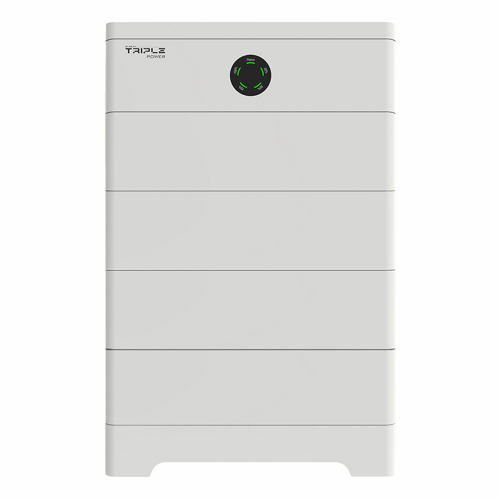 Weißes SolaX TSYS-HS51 Speichersystem mit vier TB-HS51 Hochvolt-Batterien und einem TBMS-S51 BMS
