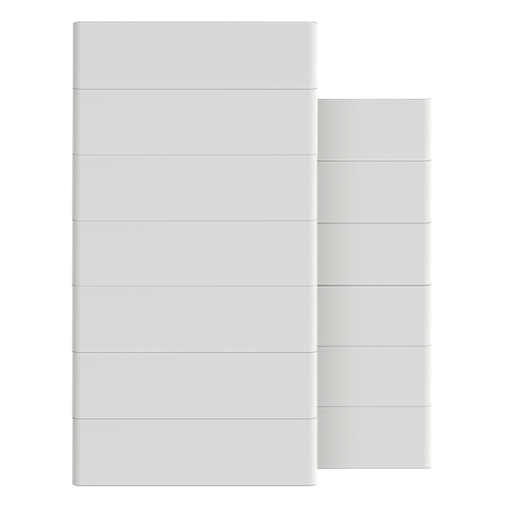 Weißes T-BAT Hochvolt-Batteriesystem mit 11 TP-HS36 Hochvoltbatterien und einem TBMS-MCS0800E BMS