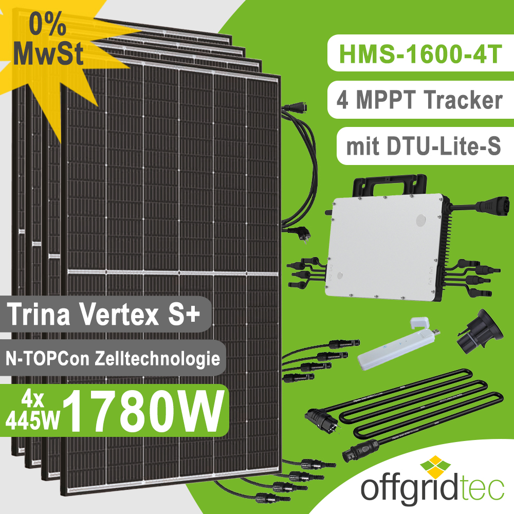 Offgridtec Balcony power station 1780w Blackframe Mini-PV Solaranlage inkl. hms-1600-4t und DTU-Lite-S