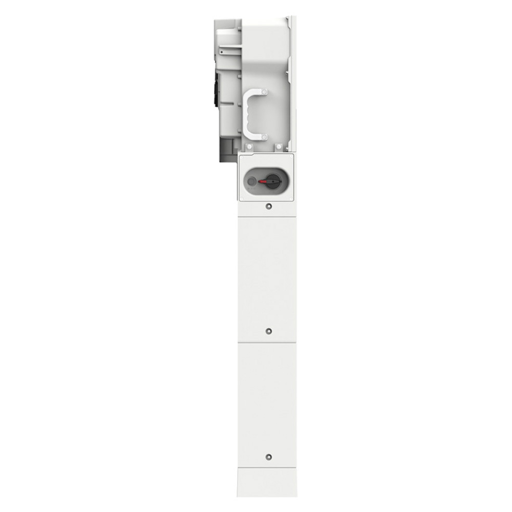 Seitenansicht links: weißen Solax X1-IES Speichersystems mit Wechselrichter, 2 Batterien und BMS Seitenansicht links: weißen Solax X3-IES Speichersystems mit Wechselrichter, 2 Batterien und BMS