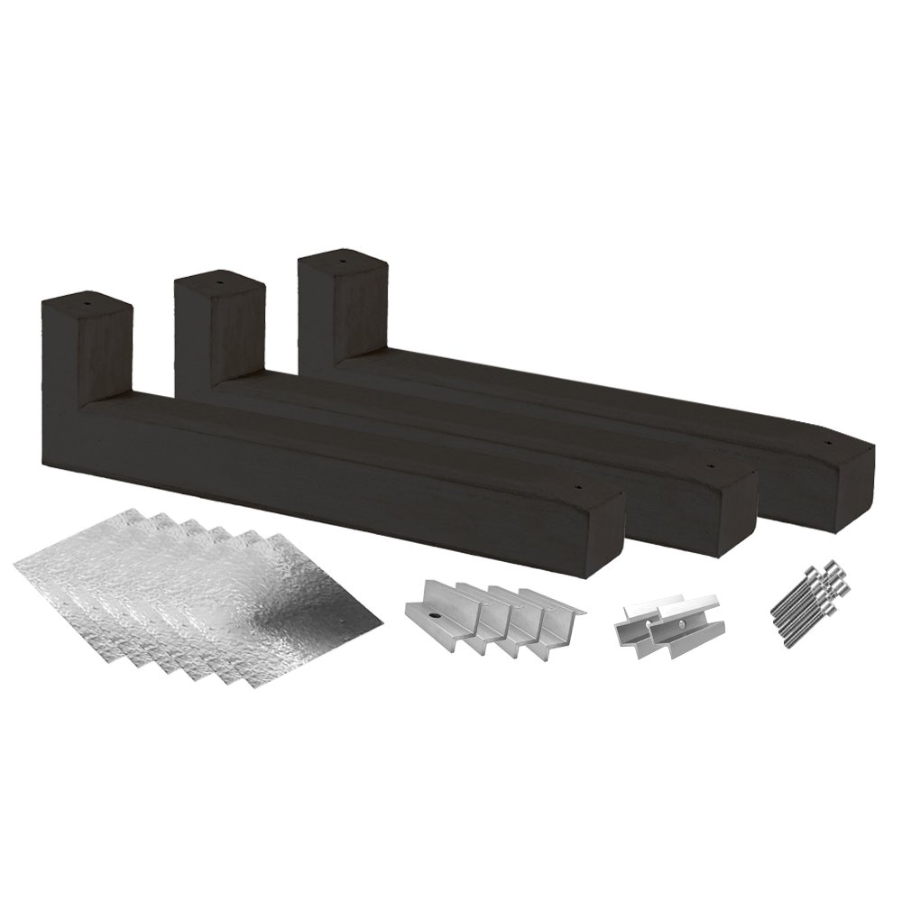 Montageset für 2 Solarmodule mit drei 10° Wattstone Betonsockeln, Schutzmatten, Klemmen und Schrauben