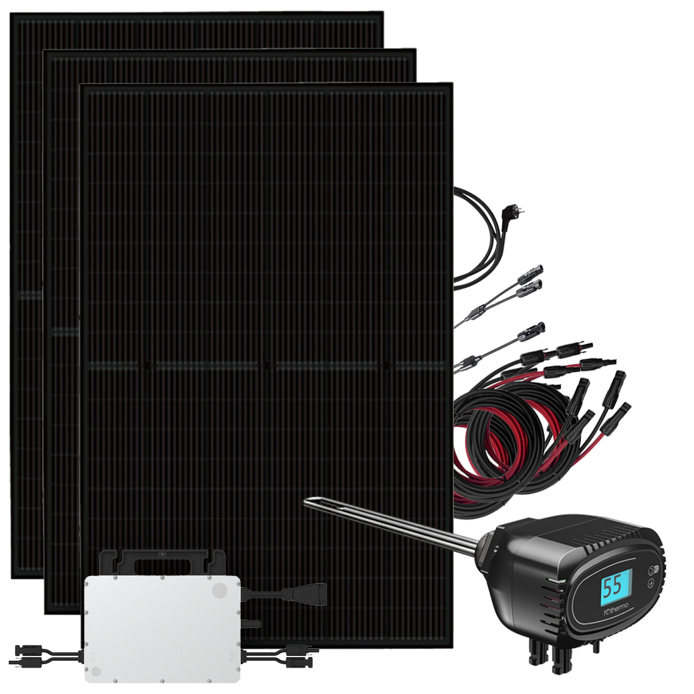 Offgridtec solar system 1350W with 1kW Fothermo solar heating rod incl. Hoymiles HMS-800W-2T inverter