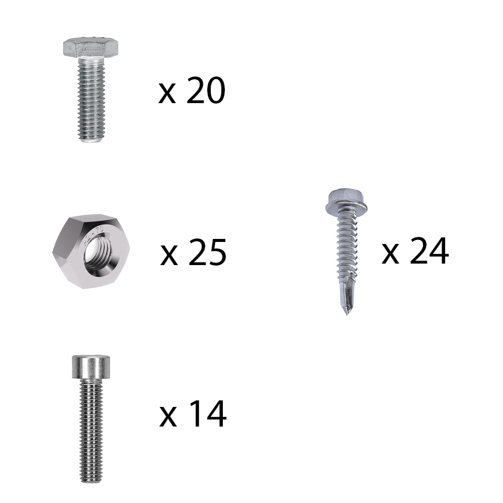 Befestigungskit mit Stehfalzklemmen für Schrägdachmontage 6 Solarpanele Rahmenhöhe 40mm