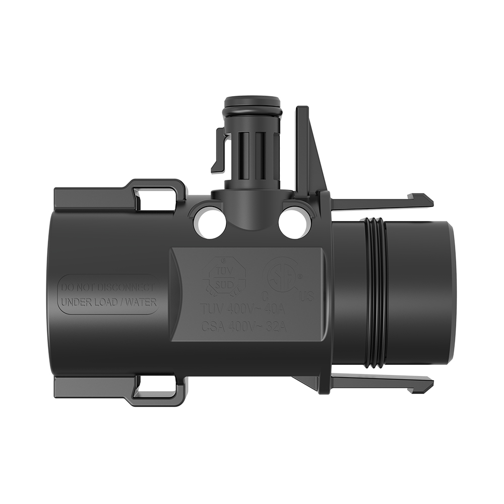 Seitenansicht des schwarzen SolaX AC Trunk Connectors