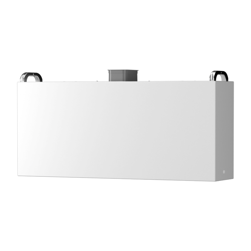 Schrägansicht von rechts: Solax TP-HS50E LFP-Batteriemodul; weiß und rechteckig 