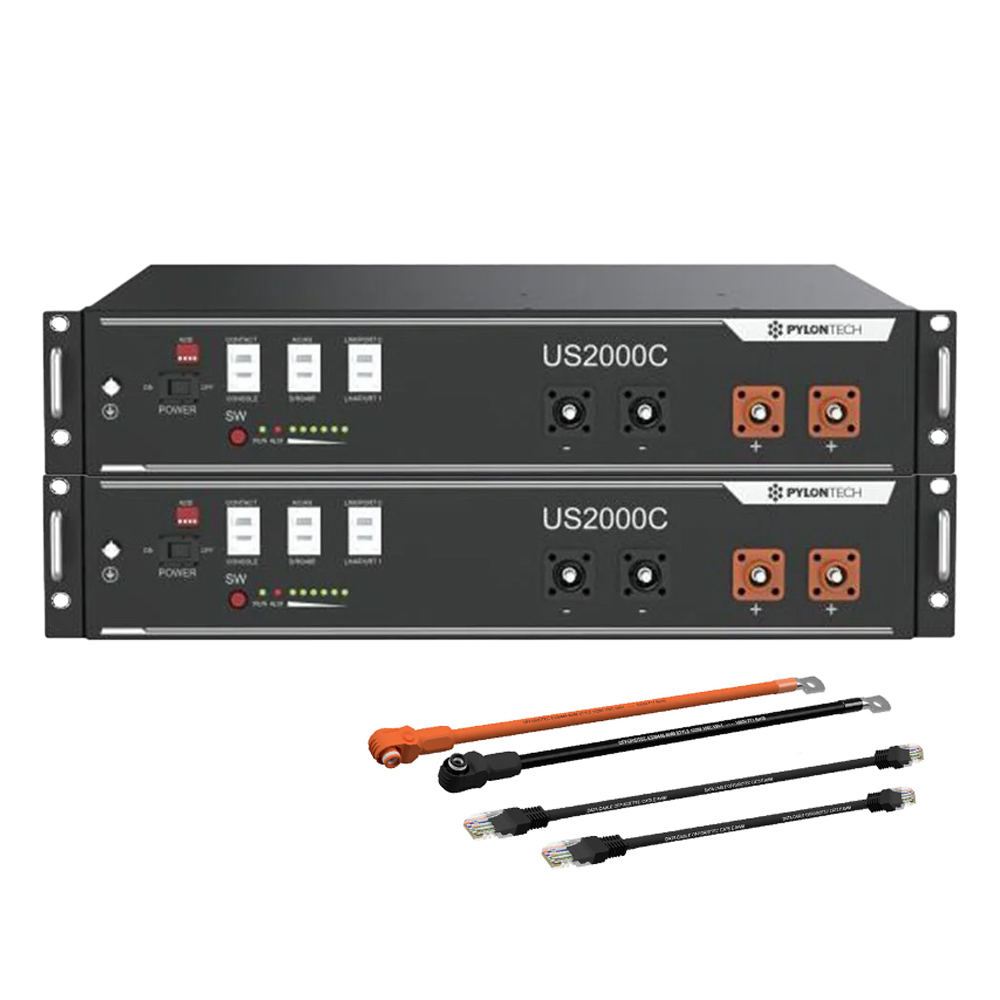 Pylontech 2x us2000c LiFePO4 battery 4.8kWh with inverter connection cable set