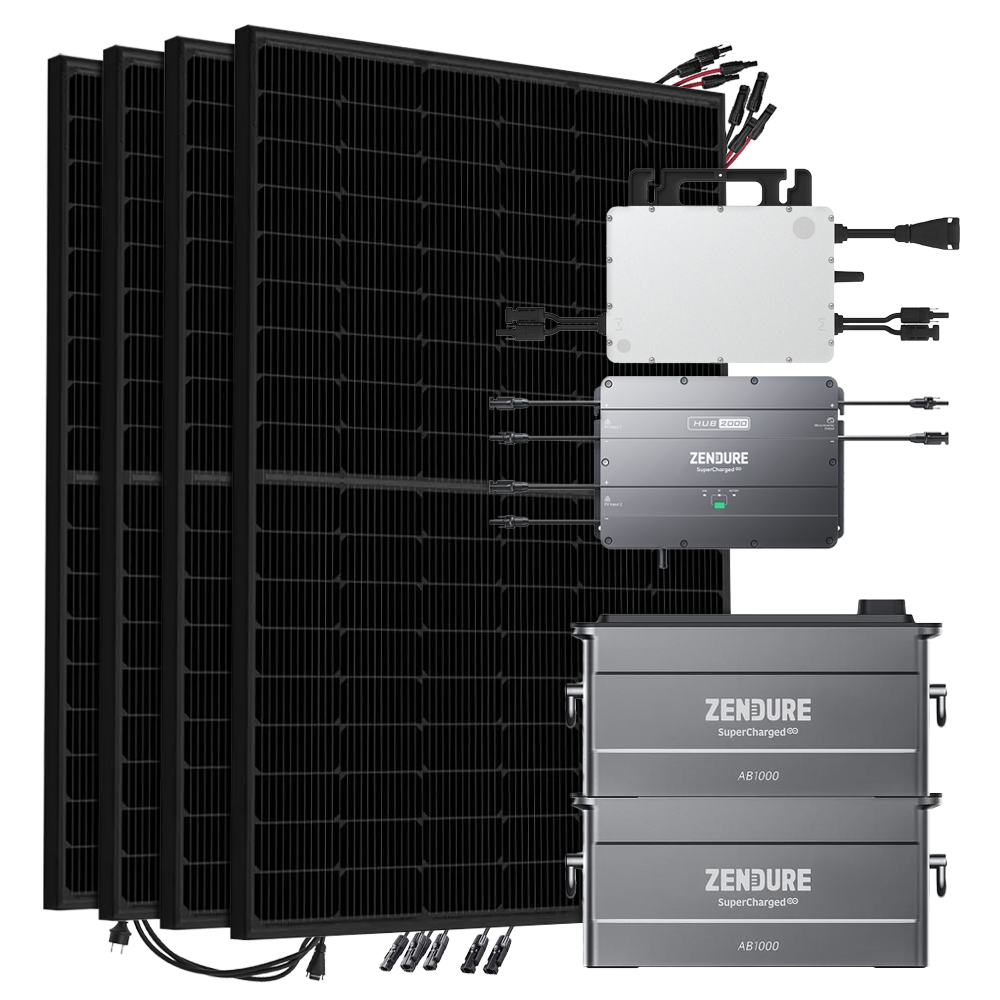 Offgridtec SolarFlow 1720w hms-800w-2t balcony power station Bifacial Full Black - 5m connection cable 2x ab1000S