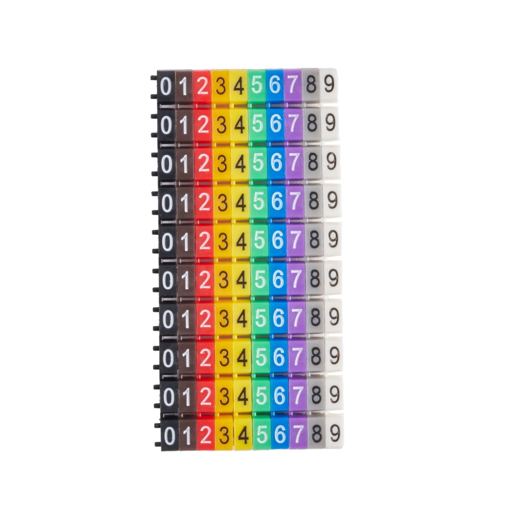 Offgridtec Cable Marker Clips 0–9, 100 pieces, for 2.5 mm² cables, 10 of each number