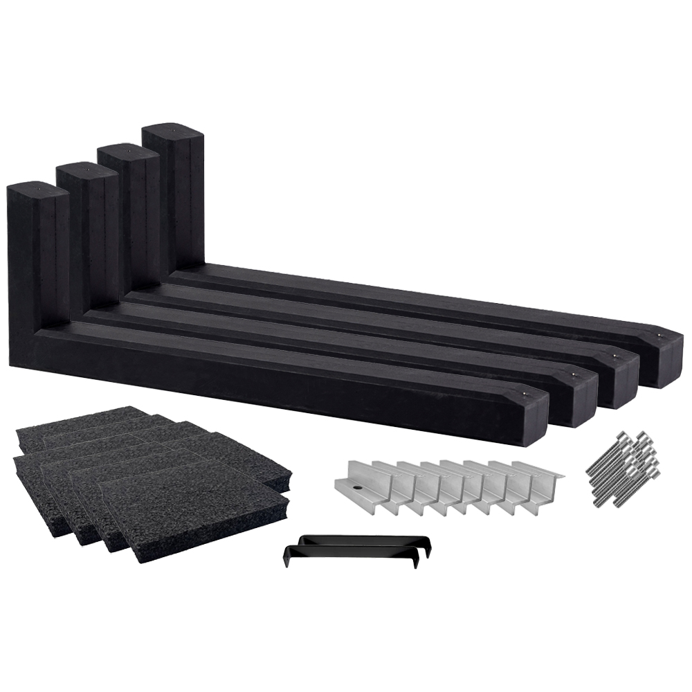 Wattstone Montage PV est-ouest sur toiture plate pour 2 modules solaires 15° Socle en béton tapis de protection de construction noir