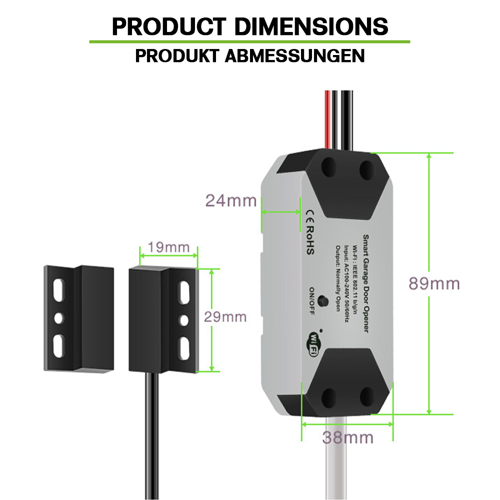 Offgridtec Smart WiFi Garage Door Opener – Tuya Smart Life, App & Voice Control