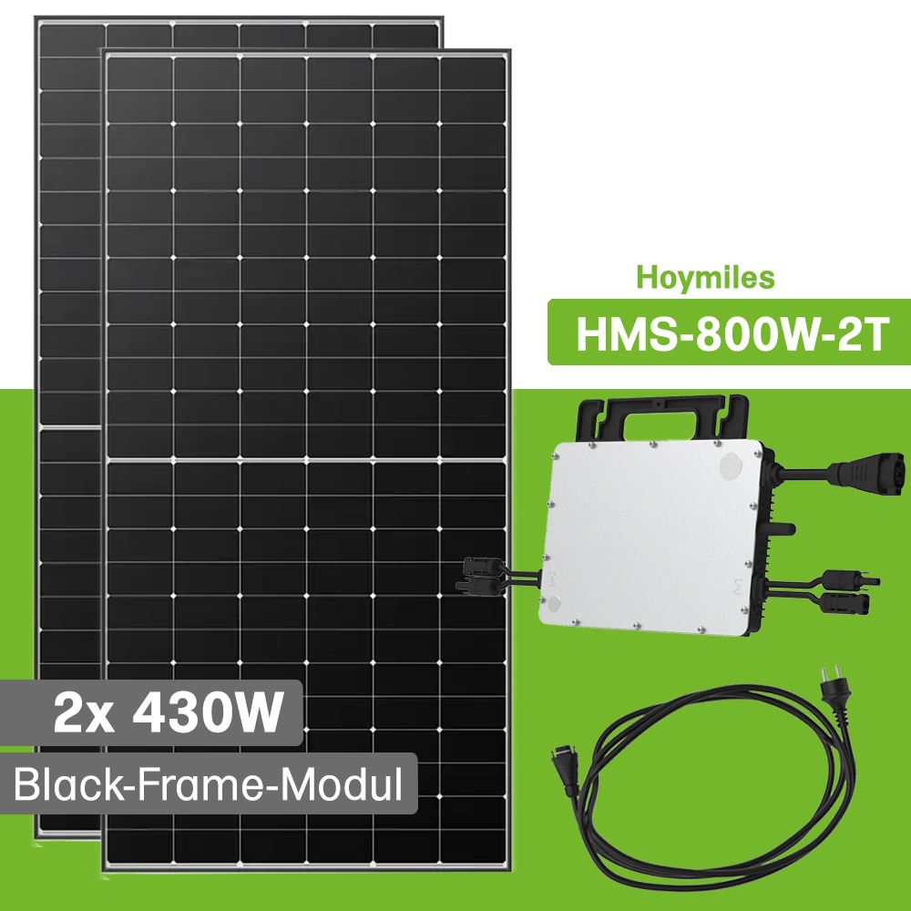 860W balcony power station Hoymiles HMS-800W-2T with 2 x 430W Black Frame Module