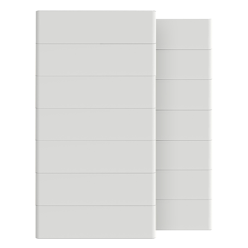 Weißes T-BAT Hochvolt-Batteriesystem mit 12 TP-HS36 Hochvoltbatterien und einem TBMS-MCS0800E BMS