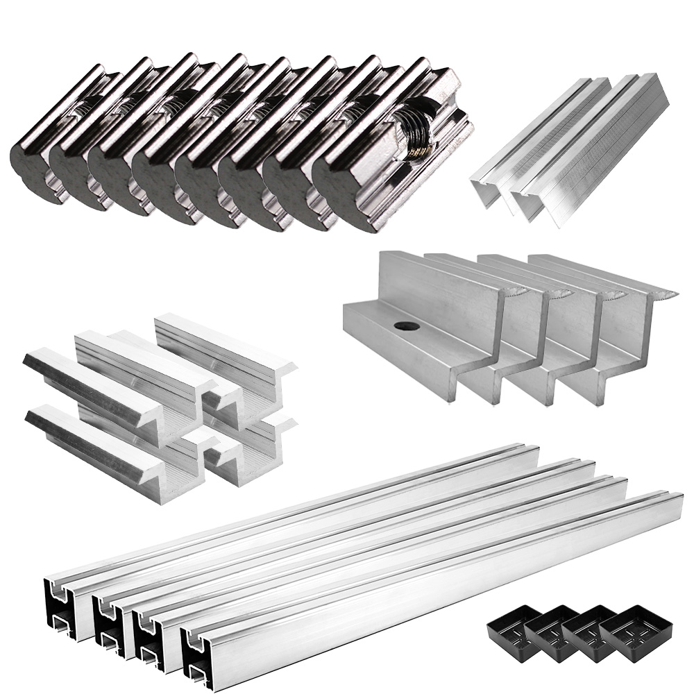 Befestigungskit mit Stehfalzklemmen für Schrägdachmontage 2 Solarpanele Rahmenhöhe 40mm