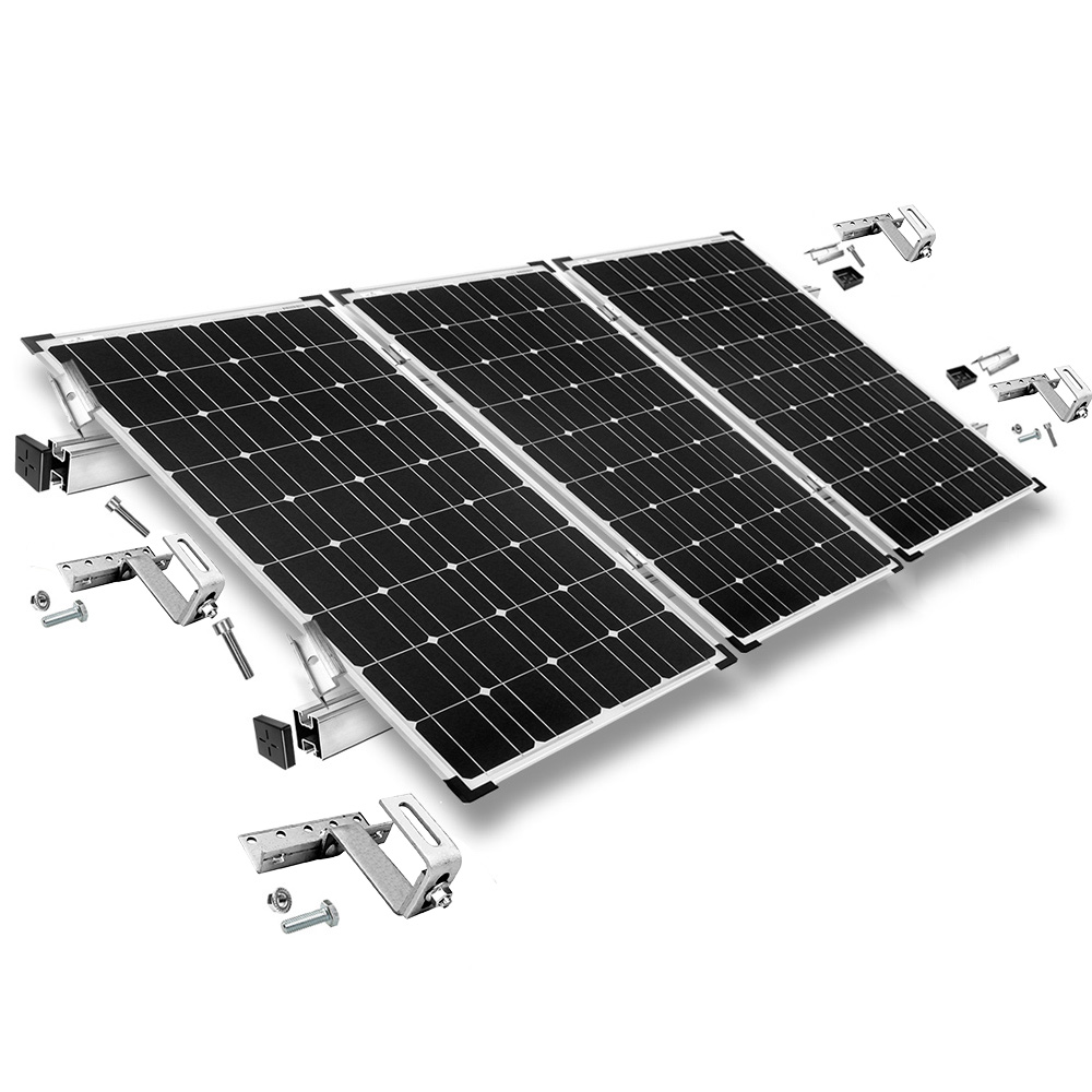 Mounting kit with Biberschanz roof hooks for pitched roof mounting of solar panels 30mm - 35mm frame height