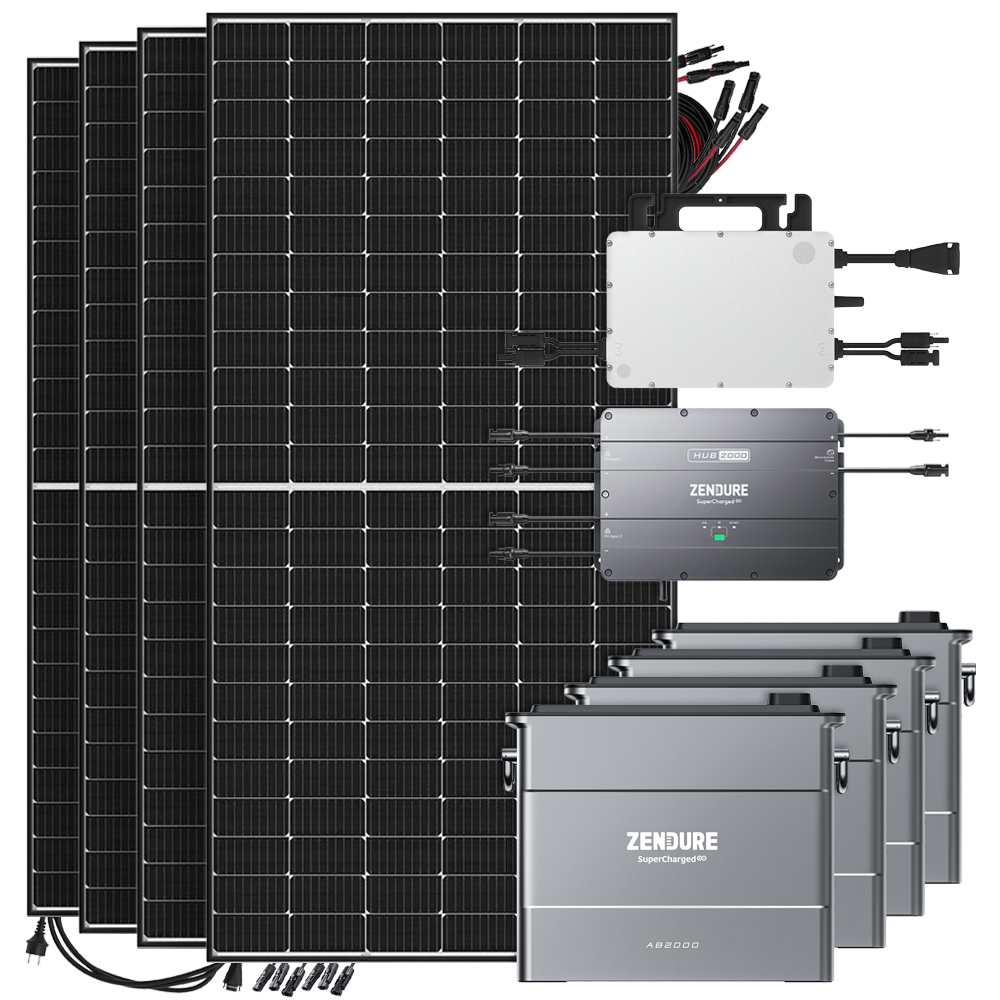 Offgridtec SolarFlow 1920w hms-800w-2t balcony power station Bifacial Black Frame - 5m connection cable 4x ab2000