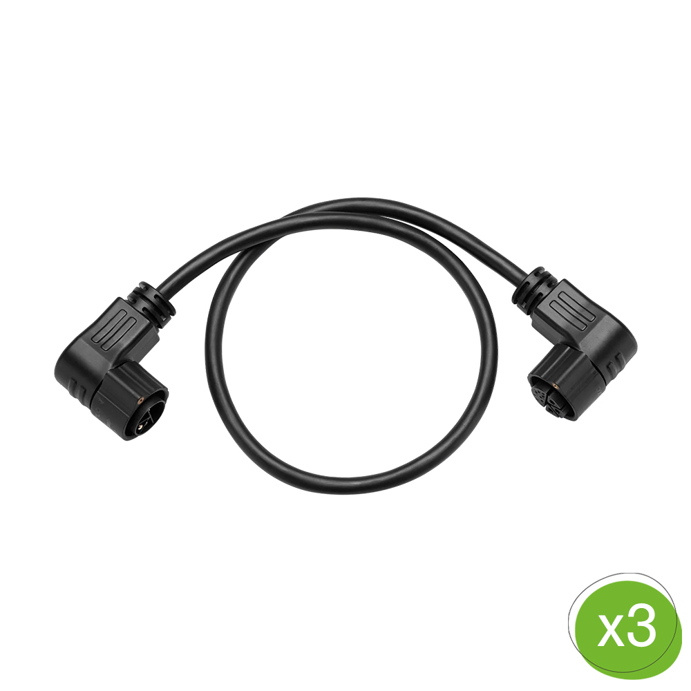 Schwarzes 55cm langes EcoFlow Stream Parallelverbindungskabel, Mengenangabe "x3"