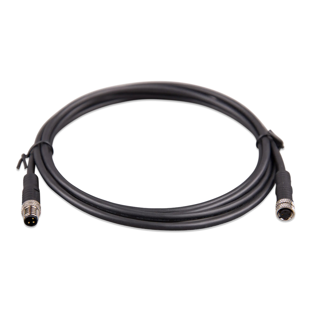 Frontansicht: 1. Kabel mit dreipoligem M8-Verlängerungskabel mit Stecker und Buchse