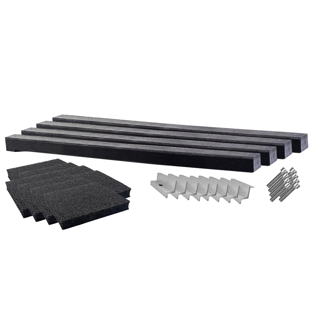 Wattstone Montage PV est-ouest sur toit plat pour 2 modules solaires 0° Socle en béton tapis de protection de construction noir