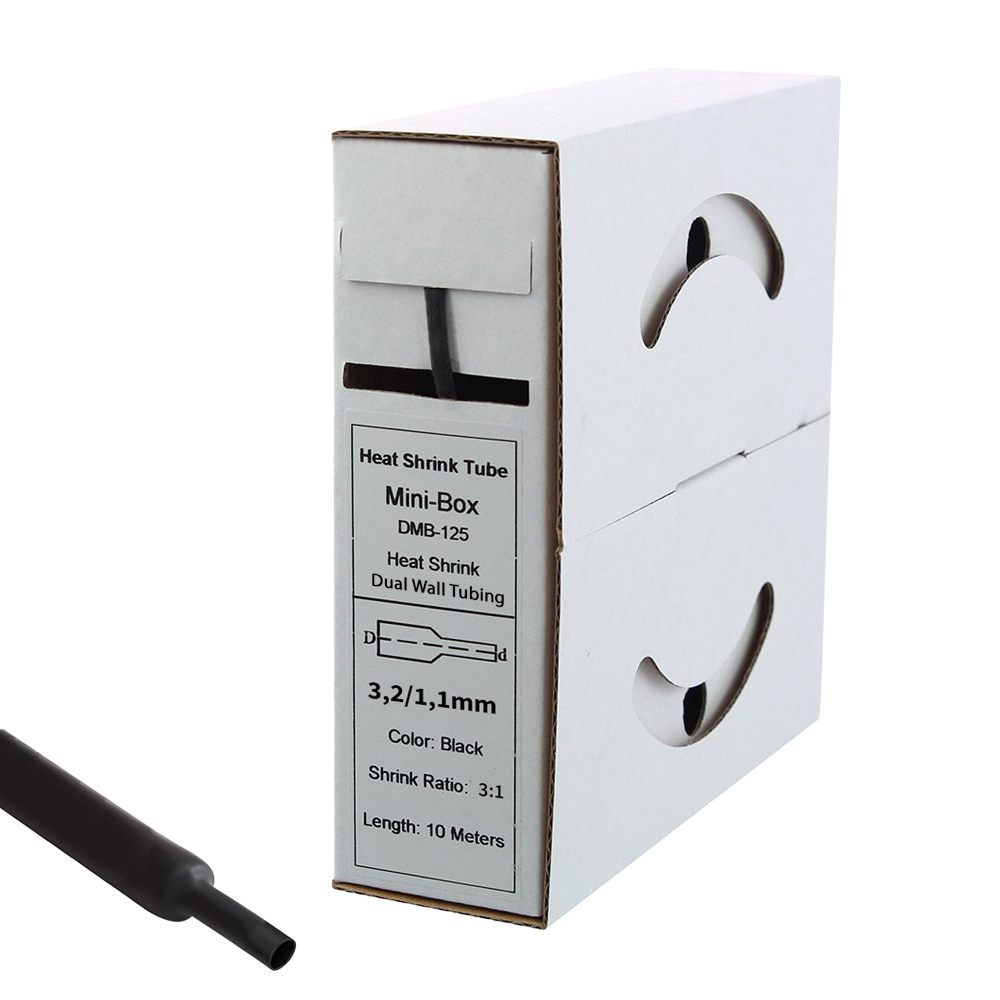 10m heat-shrink tubing with adhesive 3mm&gt;1mm black Ratio 3:1