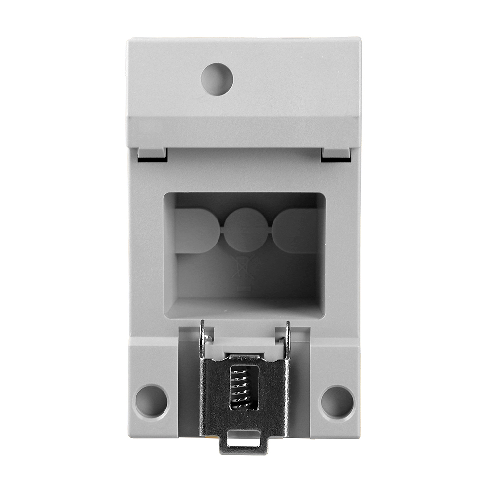 Rückansicht: Hellgraue Offgridtec Schuko-Steckdose für Hutschienenmontage