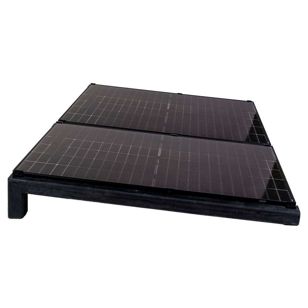 Wattstone PV Montage sur toit plat pour 2 modules solaires 6° Socle en béton noir Tapis de protection des constructions