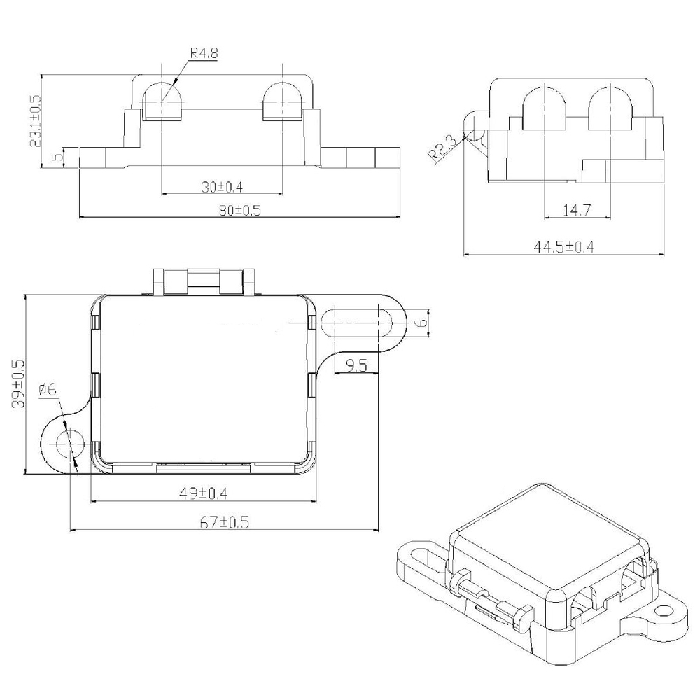 Offgridtec midi Porte-fusible double Porte-fusible max. 200a