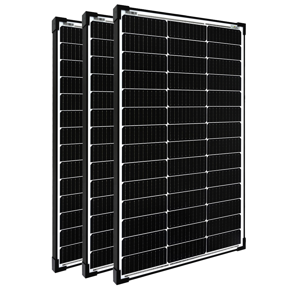 Solarmodule mit schwarzen Zellen und schwarzen Rahmen
