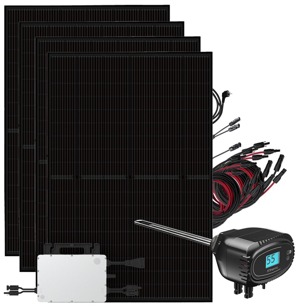 Offgridtec solar system 1800W with 1kW Fothermo solar heating rod incl. Hoymiles HMS-800W-2T inverter