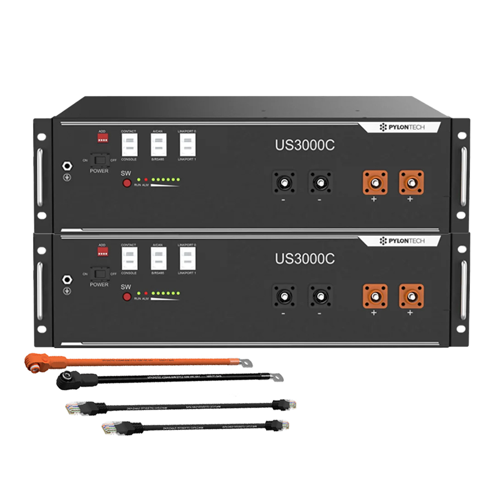 Pylontech 2x us3000c LiFePO4 battery 7kWh with inverter connection cable set