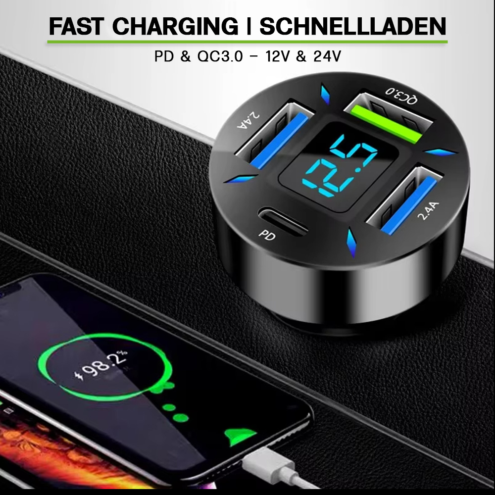 Smartphone beim Laden mit 98.2 % und der Aufschrift Schnellladen