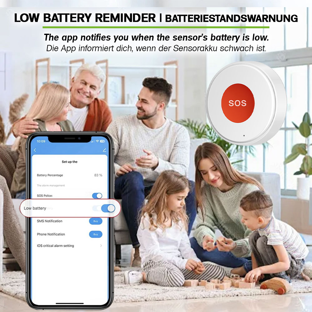 Offgridtec Smart WiFi Emergency Button for Seniors – Tuya Smart Life, App Alarm