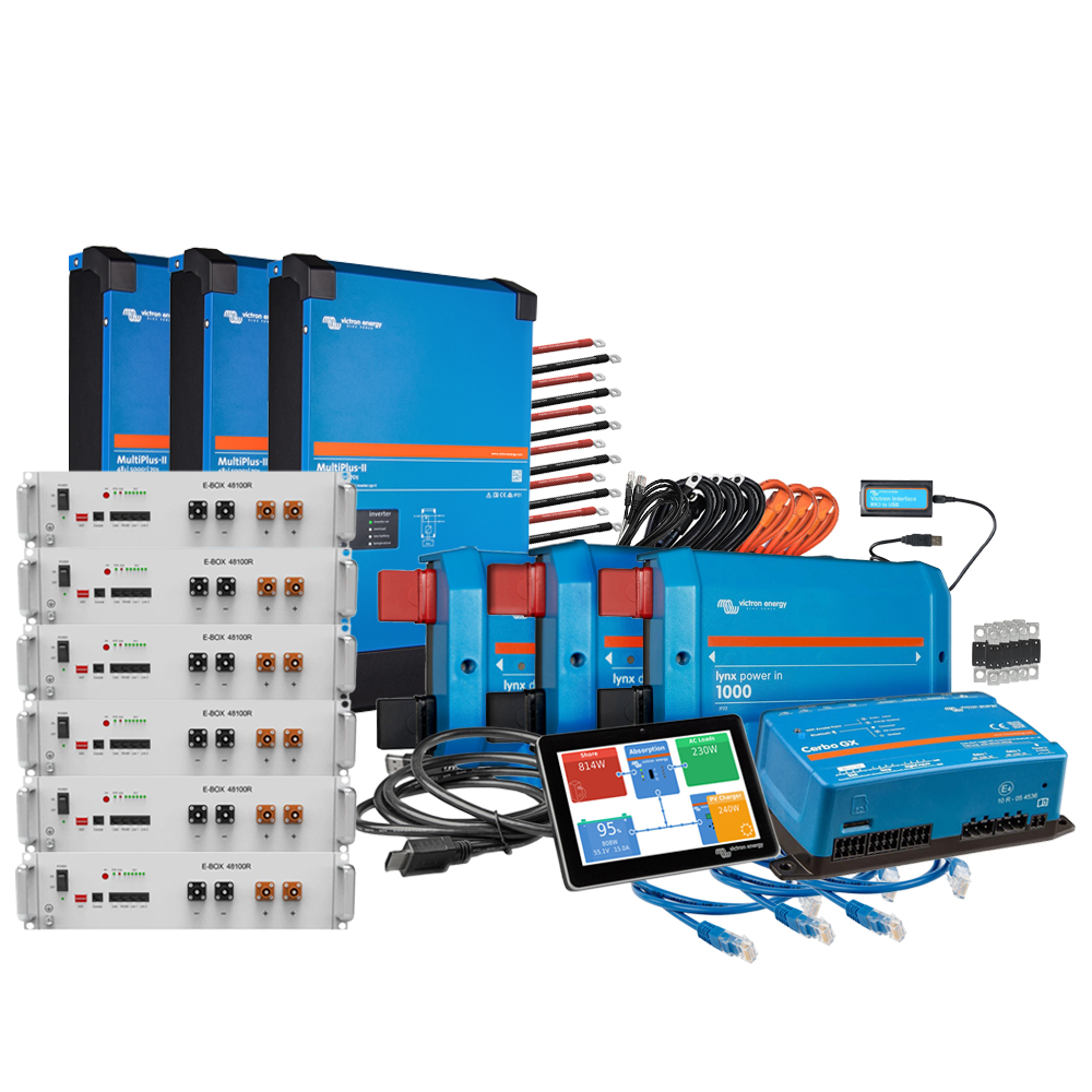 Offgridtec Kit de mise à niveau de sauvegarde 30,7kWh avec batterie Pytes 48100r-c Victron MultiPlus-II 48/5000 triphasé Offgridtec Kit de mise à niveau de sauvegarde 30,7kWh avec batterie Pytes 48100r-c Victron MultiPlus-II 48/5000 triphasé