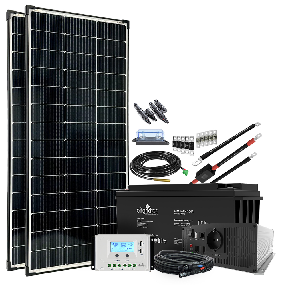 Offgridtec© 12V Autarkic XL-Master 310W Solar System - 1500W AC Output 12V 230V