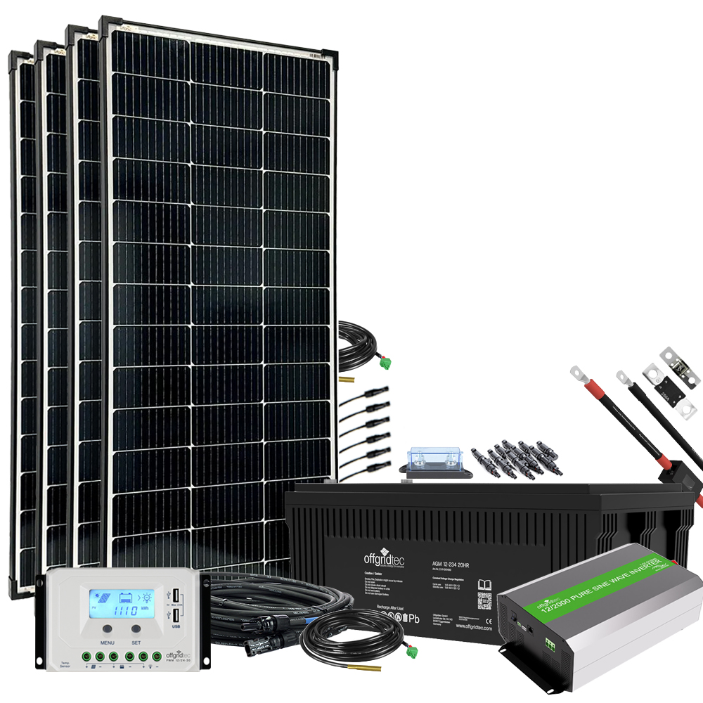 Offgridtec© Autarkic XXL-Master 600W Solar System - 2000W AC Power 260Ah AGM Battery 12V 230V