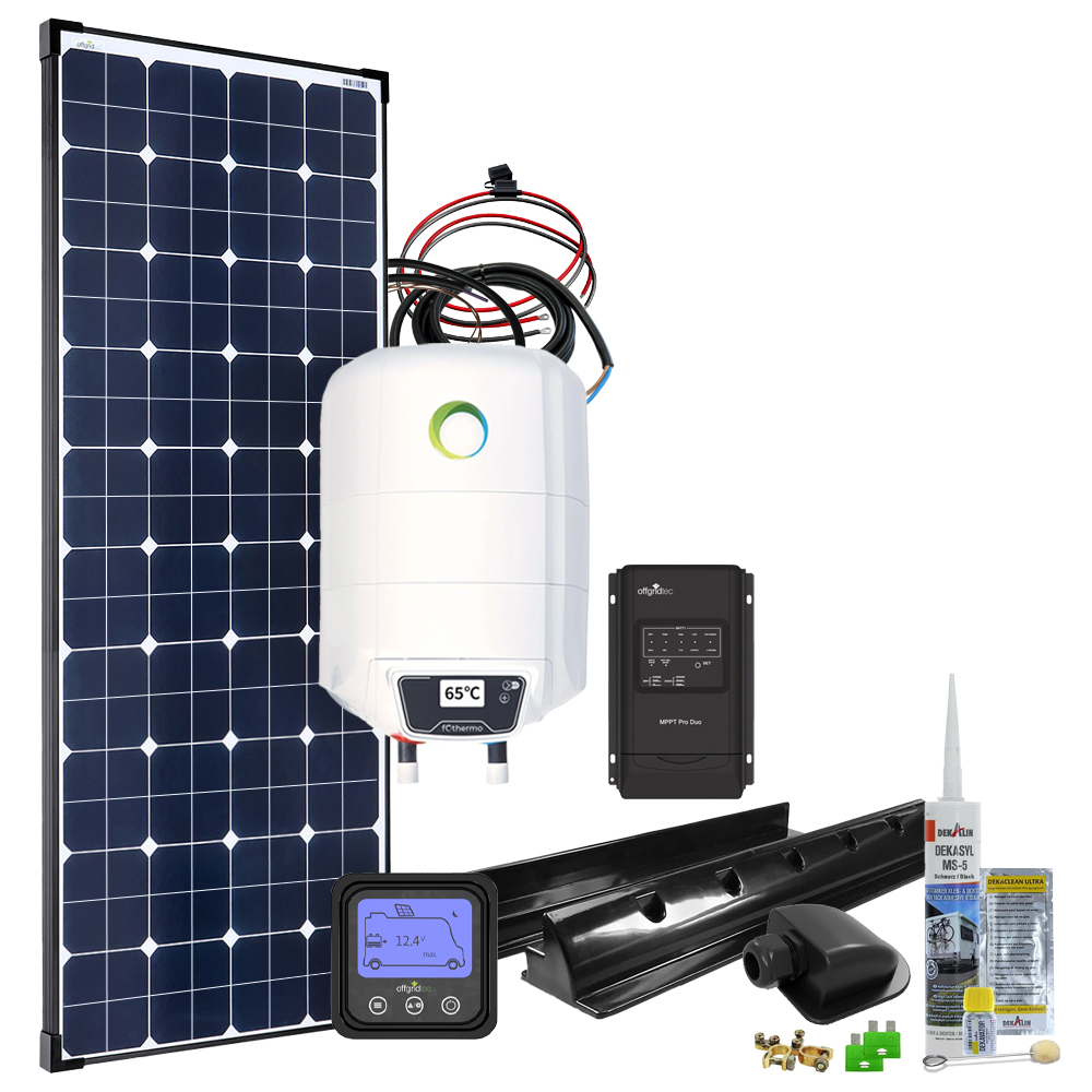Offgridtec 150w mppt 12v Kit complet camping-car option EBL incl. chauffe-eau de caravane 10l